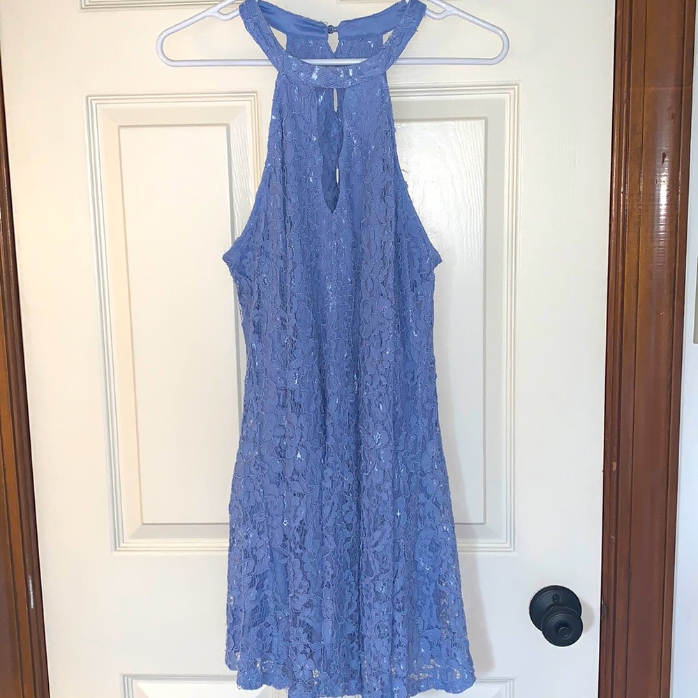 Francesca’s blue lace summer dress.